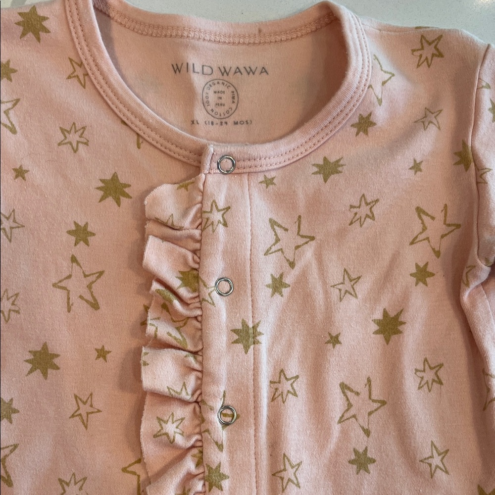 Wild Wawa Pink Star Print Kids Footie